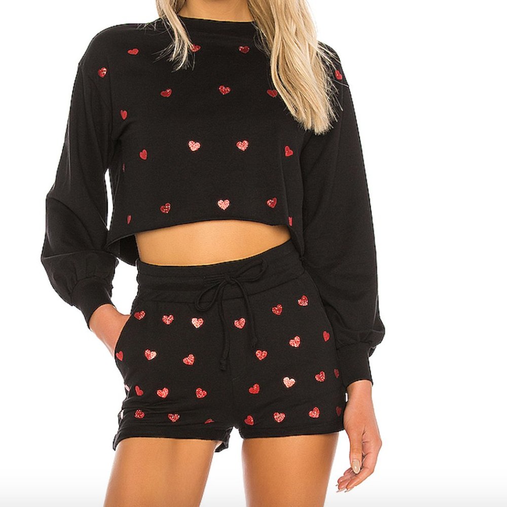 Beach Riot Sparkle Heart Sweatshirt